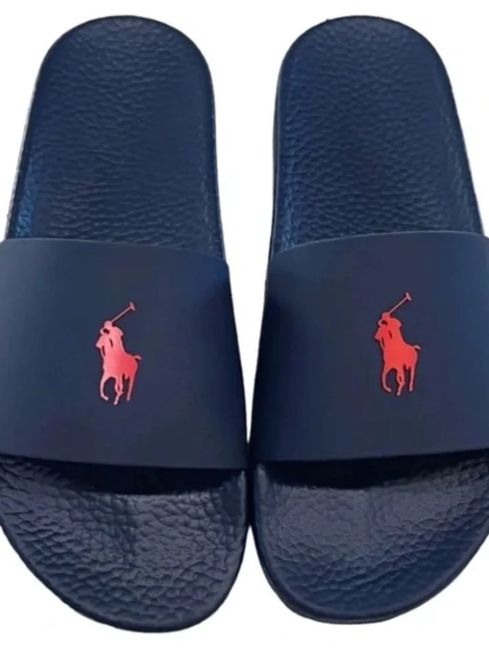 POLO RALPH LAUREN Signature Slides in NAVY/RED (Size 9) BRAND NEW
